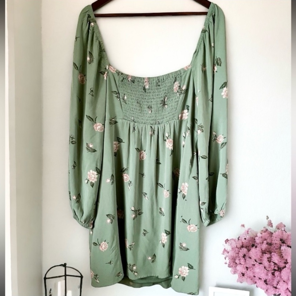 BP Floral Lace Trim Long Sleeve Babydoll Dress Size 1X - Picture 8 of 12